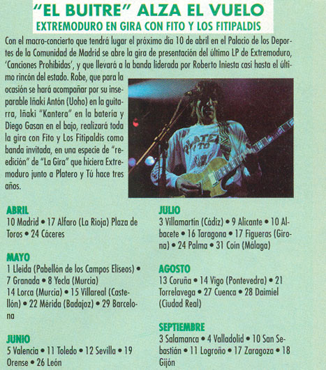 Recorte de prensa sobre la gira conjunta de Extremoduro y Fito Fitipaldis. 1999 Recorte de prensa sobre la gira conjunta de Extremoduro y Fito Fitipaldis. 1999