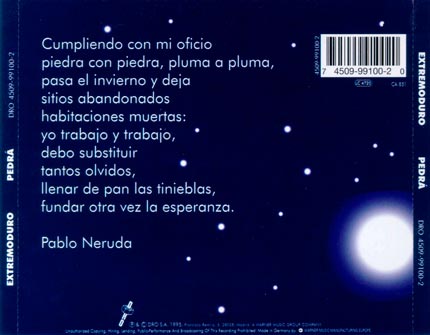 Contraportada del disco Pedrá contraportada del disco Pedrá