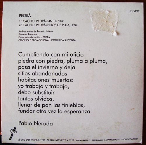 Single Pedrá contraportada Single Pedrá contraportada