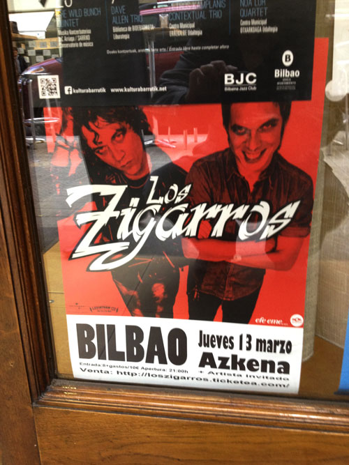 Cartel Los Zigarros en la sala Azkena de Bilbao - 2014/03/13