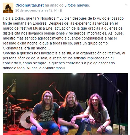 Noticia de Ciclonautas en Facebook