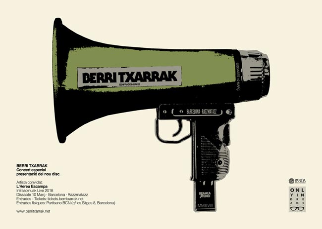 Berri Txarrak - Cartel del concierto en Razzmatazz, Barcelona (10-03-2018)