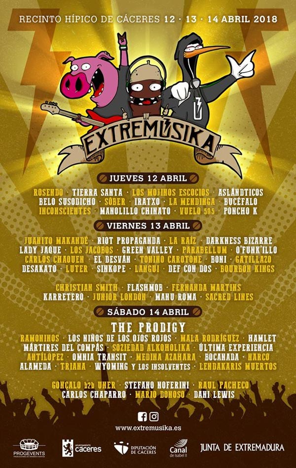 Cartel Extremúsika 2018 por días