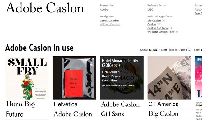 Ejemplos de uso de la Caslon